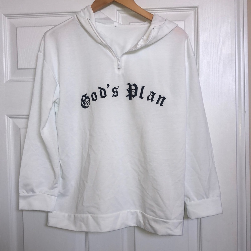 Gods Plan Basic White Sweatshirt - image 1
